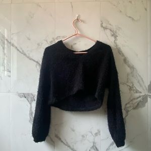 Cropped fuzzy sweater